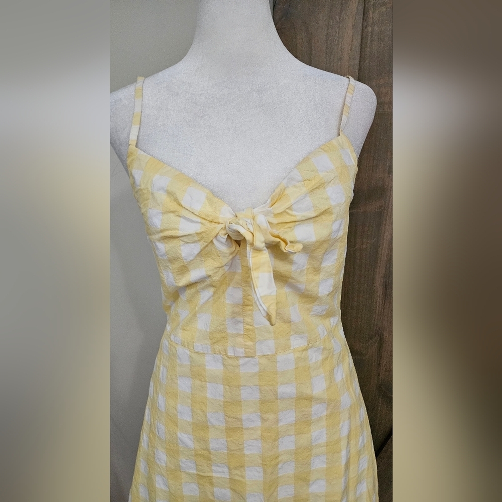 Mango Gingham Check Bow Mini Thin Strap Dress In … - image 8